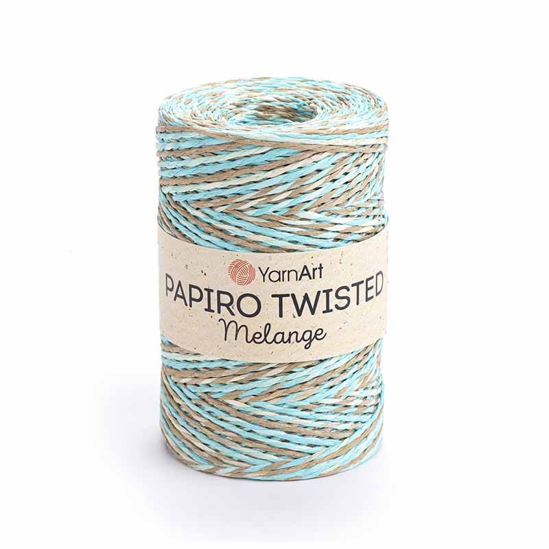 Włóczka Yarnart Papiro Twisted Melange 2304 / rafia papierowa / brąz-błękit