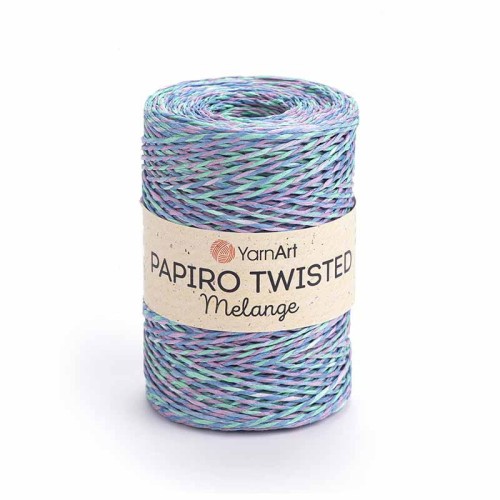 Włóczka Yarnart Papiro Twisted Melange 2305 / rafia papierowa / fiolet-niebieski-zieleń