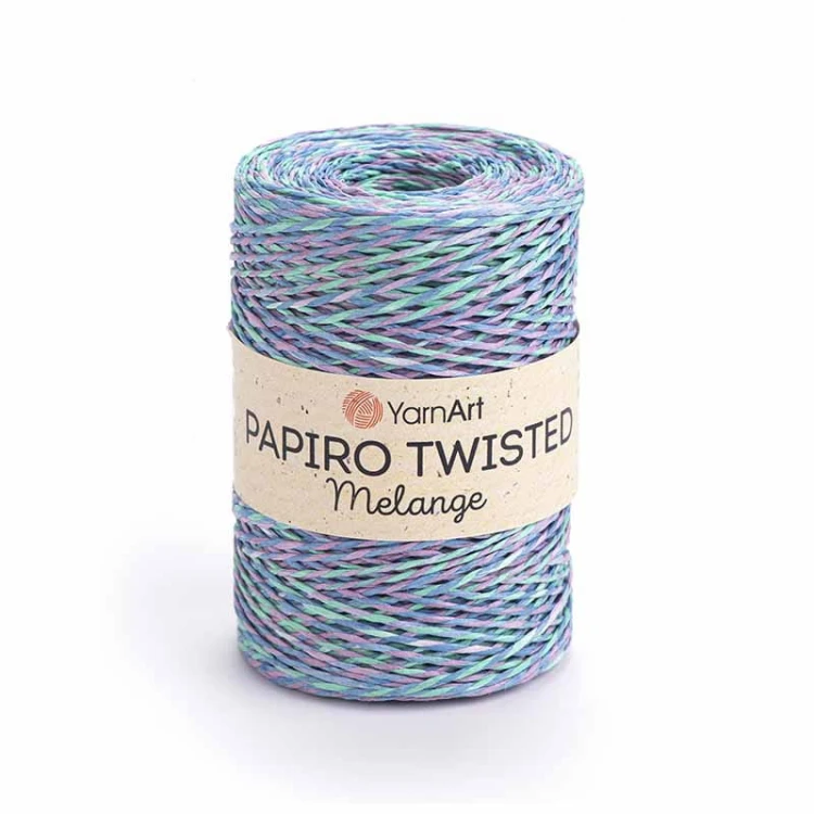 Włóczka Yarnart Papiro Twisted Melange 2305 / rafia papierowa / fiolet-niebieski-zieleń