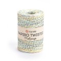 Włóczka Yarnart Papiro Twisted Melange 2306 / rafia papierowa / mięta-żółty-szary