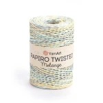 Włóczka Yarnart Papiro Twisted Melange 2306 / rafia papierowa / mięta-żółty-szary