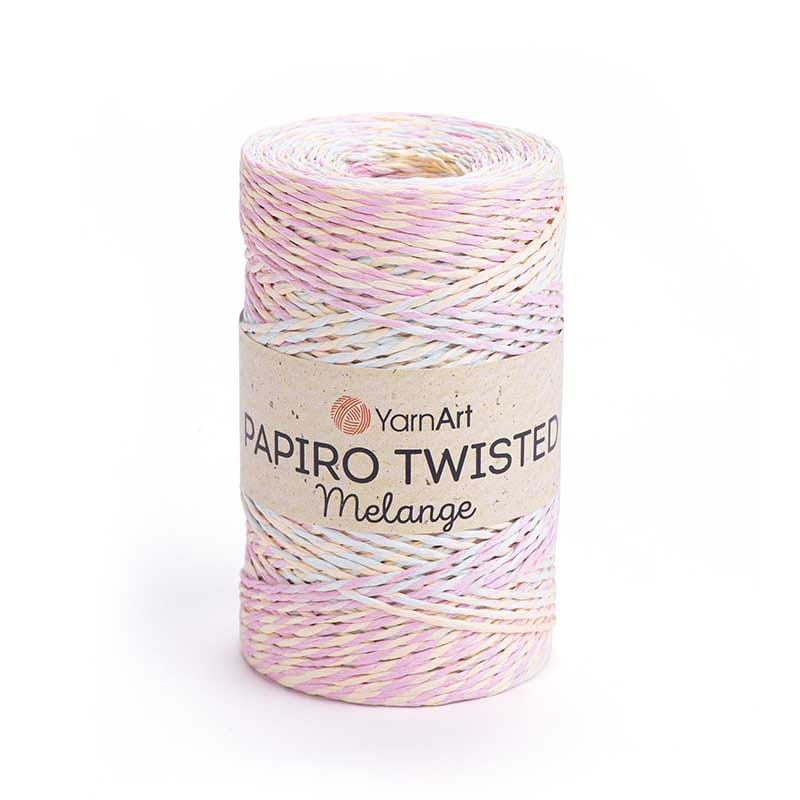 Włóczka Yarnart Papiro Twisted Melange 2307 / rafia papierowa / róż-żółty-mięta