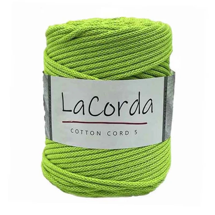 Sznurek La Corda Cotton Cord 5mm / rolka 100m / 780 zielony neon