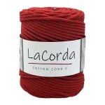 Sznurek La Corda Cotton Cord  5mm / rolka 100m / 370 czerwony