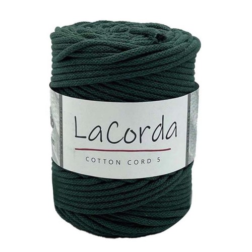 Sznurek La Corda Cotton Cord 5mm / rolka 100m / 470 butelkowa zieleń