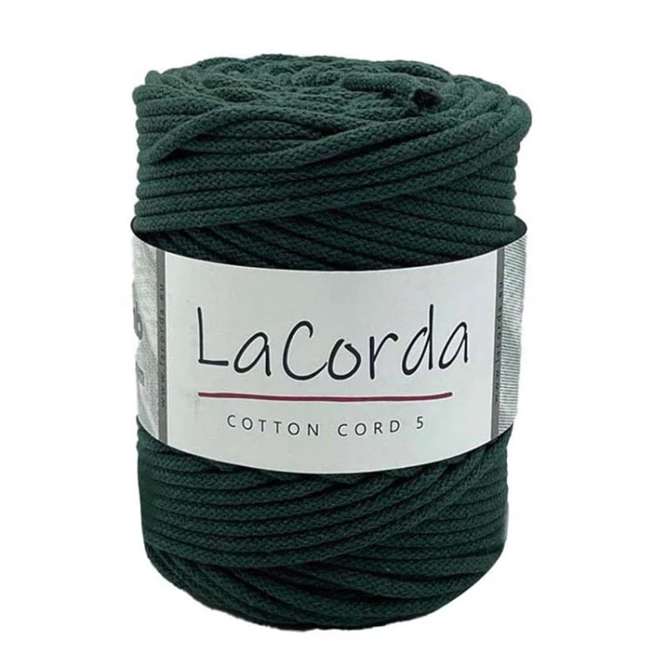 Sznurek La Corda Cotton Cord 5mm / rolka 100m / 470 butelkowa zieleń