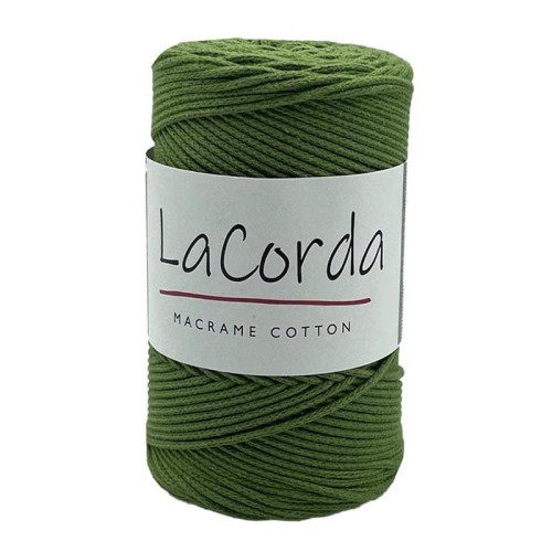 Sznurek La Corda Macrame Cotton 2mm / rolka 200m / 450 awokado