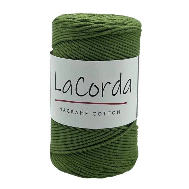 Sznurek La Corda Macrame Cotton 2mm / rolka 200m / 450 awokado