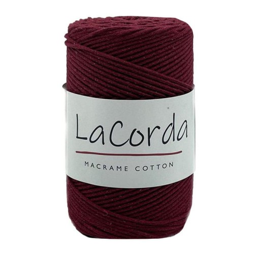Sznurek La Corda Macrame Cotton  2mm / rolka 200m / 250 bordowy