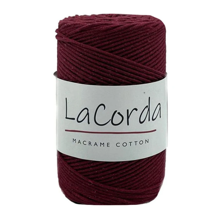 Sznurek La Corda Macrame Cotton  2mm / rolka 200m / 250 bordowy