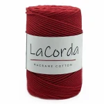Sznurek La Corda Macrame Cotton  2mm / rolka 200m / 370 czerwony