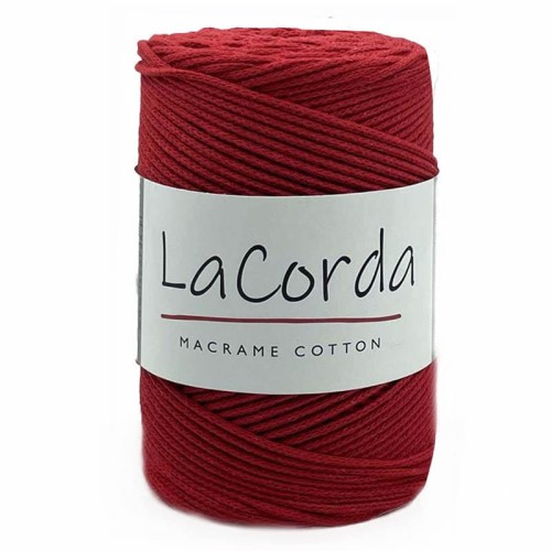 Sznurek La Corda Macrame Cotton 2mm / rolka 200m / 370 czerwony