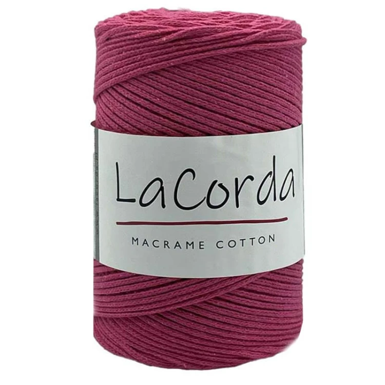 Sznurek La Corda Macrame Cotton 2mm / rolka 200m / 300 fuksja