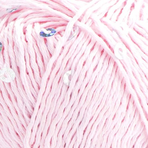 Włóczka z cekinami YarnArt Cotton Gold Paillettes 7107 / jasny róż ze srebrem