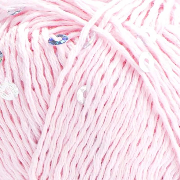 Włóczka z cekinami YarnArt Cotton Gold Paillettes 7107 / jasny róż ze srebrem