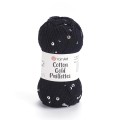 Włóczka z cekinami YarnArt Cotton Gold Paillettes 7101 / czerń ze srebrem