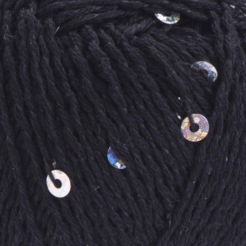 Włóczka z cekinami YarnArt Cotton Gold Paillettes 7101 / czerń ze srebrem