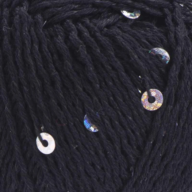 Włóczka z cekinami YarnArt Cotton Gold Paillettes 7101 / czerń ze srebrem