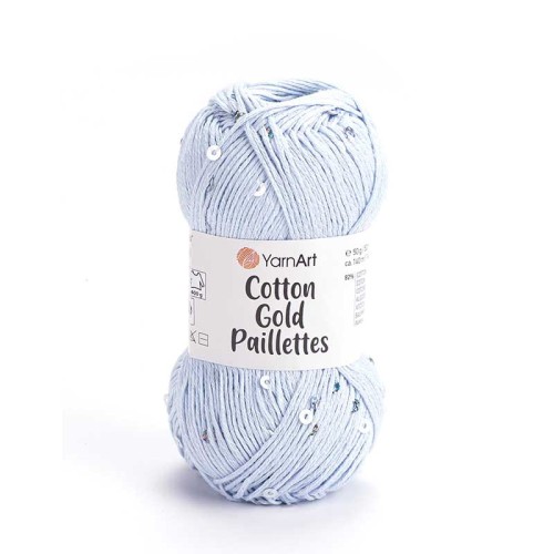 Włóczka z cekinami YarnArt Cotton Gold Paillettes 7109 / błękit ze srebrem