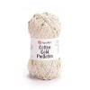 Włóczka z cekinami YarnArt Cotton Gold Paillettes 7104 / jasny beż ze złotem