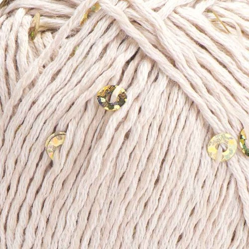 Włóczka z cekinami YarnArt Cotton Gold Paillettes 7104 / jasny beż ze złotem