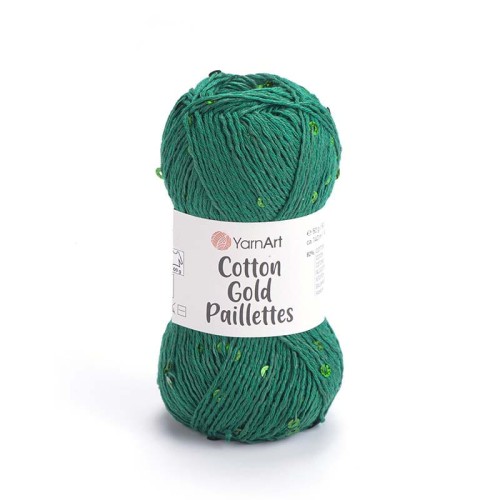 Włóczka z cekinami YarnArt Cotton Gold Paillettes 7114 / zieleń