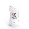 Włóczka z cekinami YarnArt Cotton Gold Paillettes 7102 / biały ze srebrem