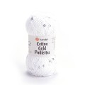 Włóczka z cekinami YarnArt Cotton Gold Paillettes 7102 / biały ze srebrem