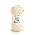 Włóczka z cekinami YarnArt Cotton Gold Paillettes 7103 / krem ze złotem