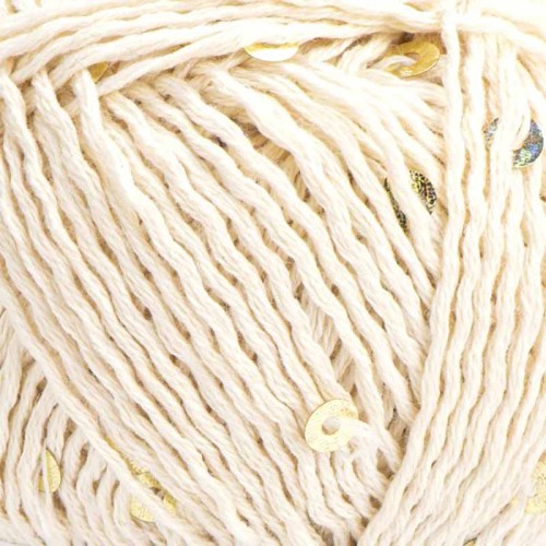 Włóczka z cekinami YarnArt Cotton Gold Paillettes 7103 / krem ze złotem