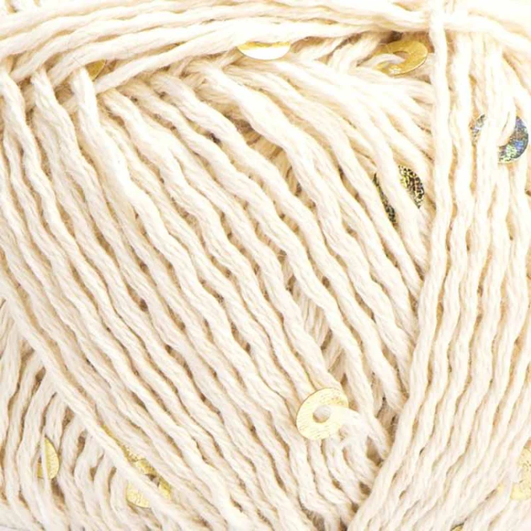 Włóczka z cekinami YarnArt Cotton Gold Paillettes 7103 / krem ze złotem