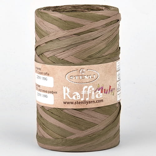 Włóczka Stenli Raffia Multi 14 / rafia papierowa / zielenie i brąz