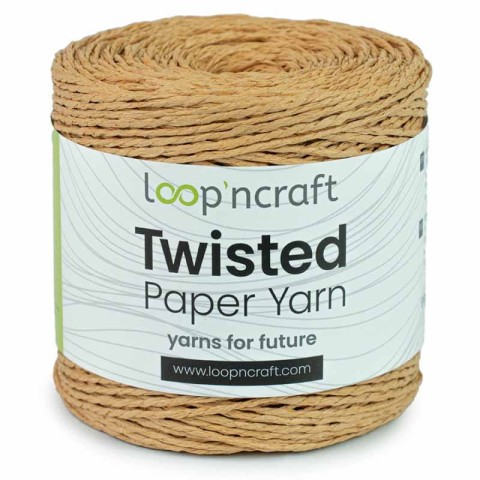 Włóczka Loop'ncraft Twisted Paper Yarn 15-19 / rafia papierowa / koniak