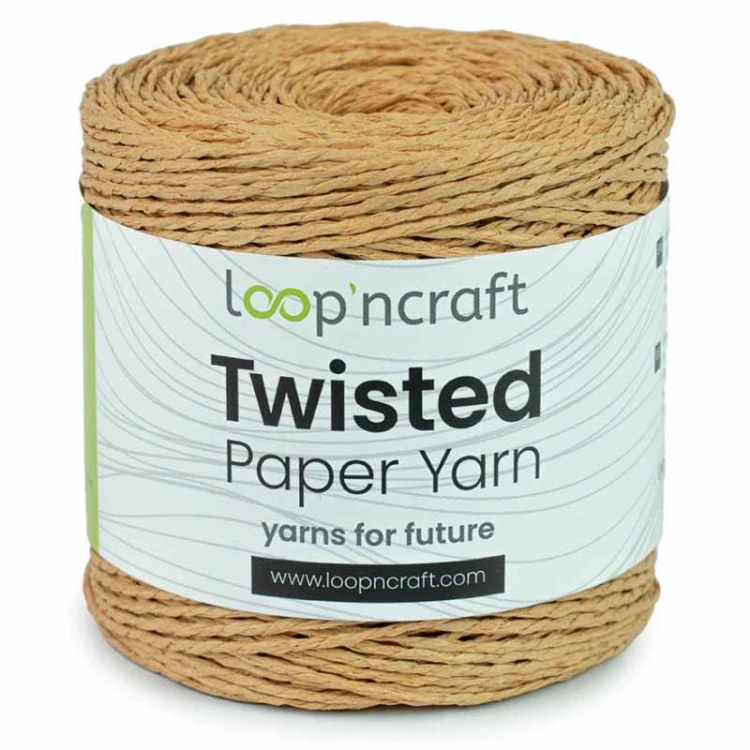 Włóczka Loop'ncraft Twisted Paper Yarn 15-19 / rafia papierowa / koniak