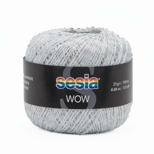 Włóczka / nić fantazyjna z cekinami Sesia Wow 0051 / biel / 25g