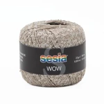 Włóczka / nić fantazyjna z cekinami Sesia Wow 0247 / beż / 25g