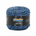 Příze / Nit fantazijní s flitry Sesia Wow 0884 / jeans / 25g