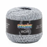 Włóczka / nić fantazyjna z cekinami Sesia Wow 1115 / jasny szary / 25g