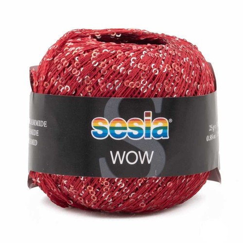 Włóczka / nić fantazyjna z cekinami Sesia Wow 1559 / czerwień / 25g