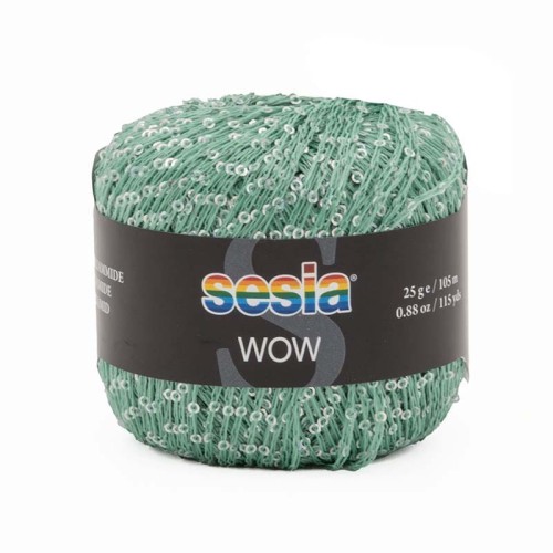 Włóczka / nić fantazyjna z cekinami Sesia Wow 2425 / mięta / 25g
