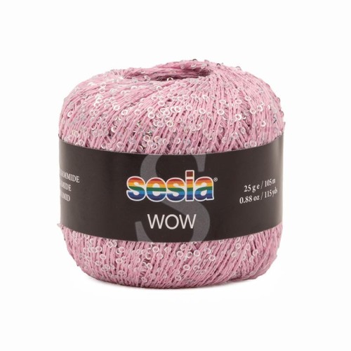 Włóczka / nić fantazyjna z cekinami Sesia Wow 2791 / jasny róż / 25g