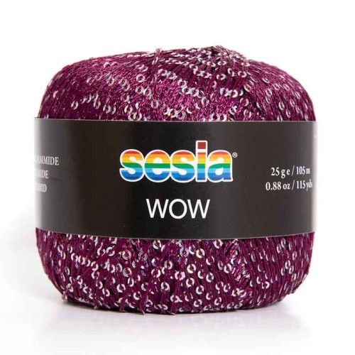 Włóczka / nić fantazyjna z cekinami Sesia Wow 5025 / winogrono / 25g