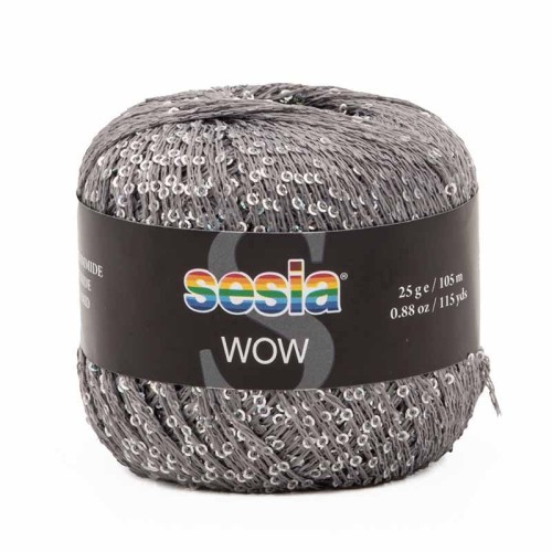 Włóczka / nić fantazyjna z cekinami Sesia Wow 8463 / szary / 25g