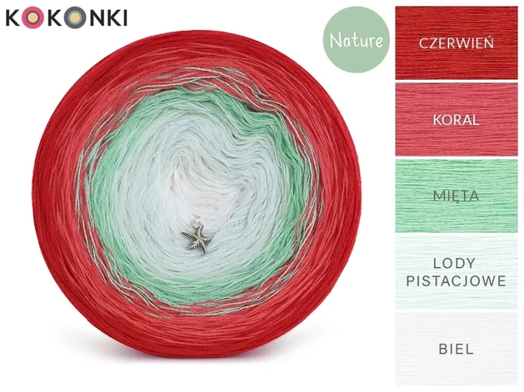 KOKONEK Nature NT086 Coral drift - Czerwień/koral/mięta/lody pistacjowe/biel