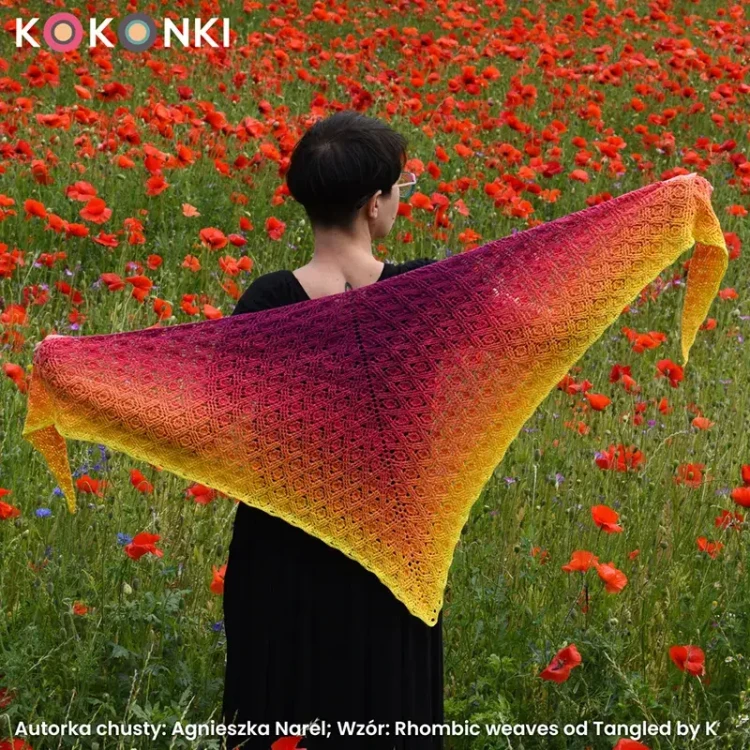 Autorka chusty:  Agnieszka Narel; Wzór:  Rhombic weaves od Tangled by K