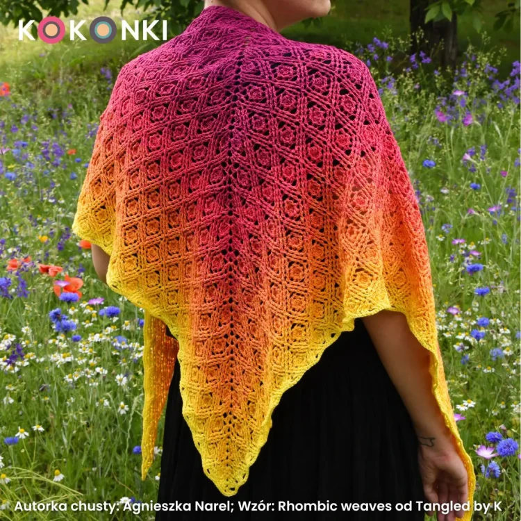 Autorka chusty:  Agnieszka Narel; Wzór:  Rhombic weaves od Tangled by K