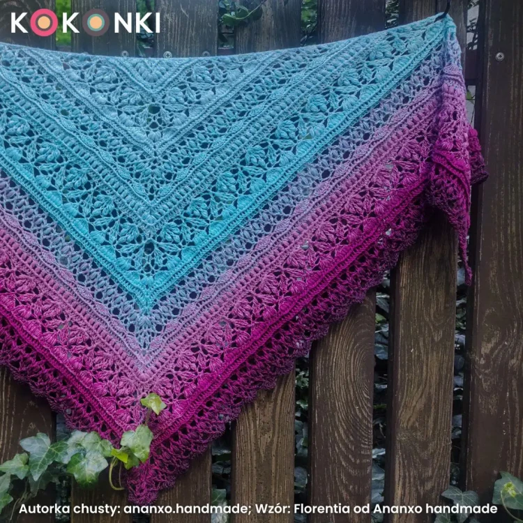 Autorka chusty: ananxo.handmade; Wzór: Florentia od Ananxo handmade