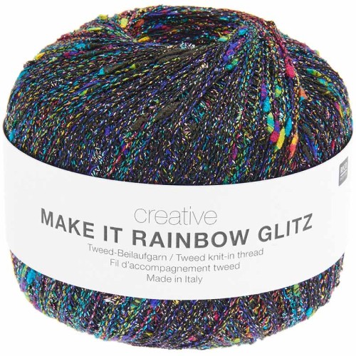 Nić / Włóczka fantazyjna Rico Design Creative Make It Rainbow Glitz 001