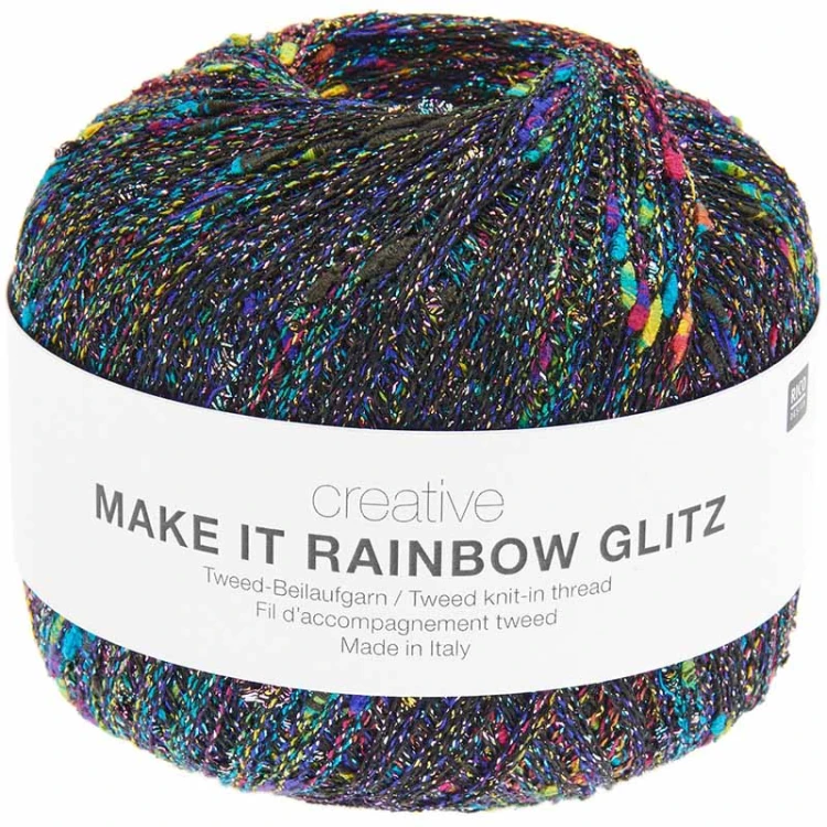 Nić / Włóczka fantazyjna Rico Design Creative Make It Rainbow Glitz 001