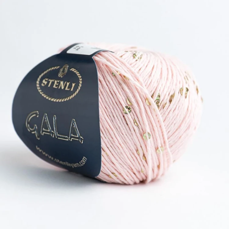 Włóczka z cekinami Stenli Gala 0492 / blady róż i złoto